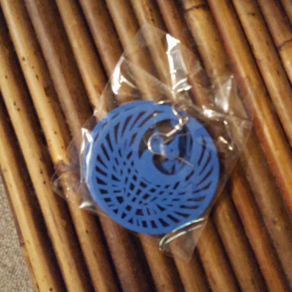 Blue Phoenix bird earrings